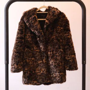 Amice Leopard Faux Fur Jacket brown (Small)
